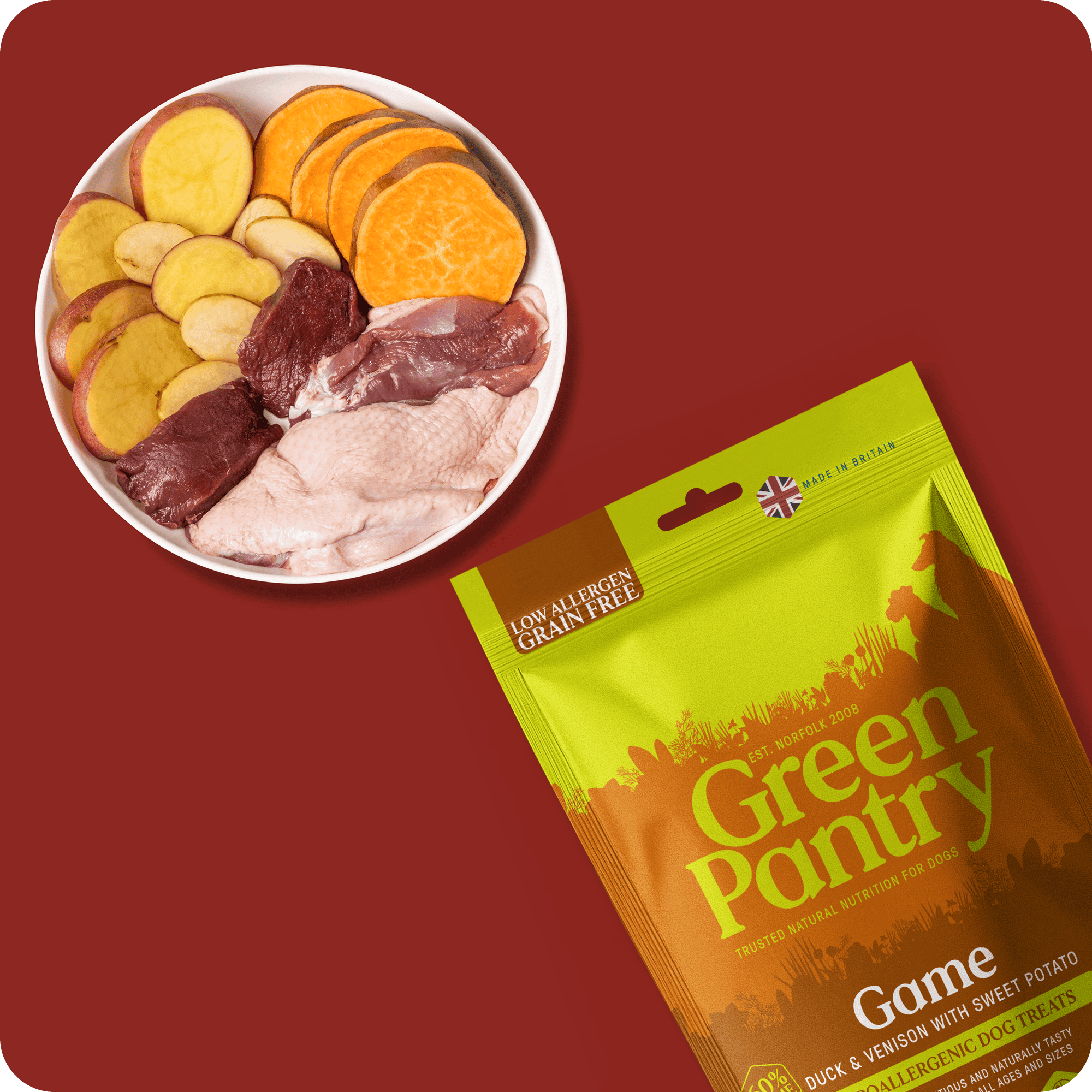 Duck & Venison with Sweet Potato, Air - Dried Treat. - Green Pantry