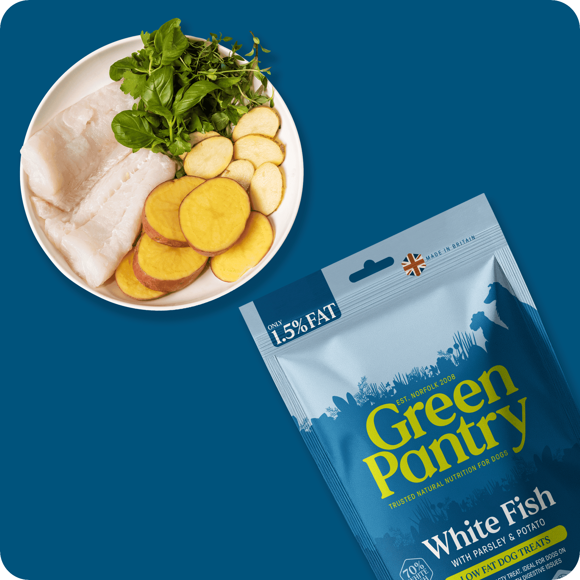 White Fish with Parsley & Potato, Air - Dried Treat | Green Pantry